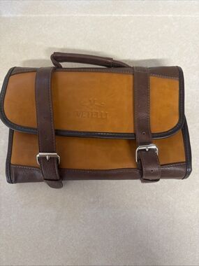 Vitelli Leather Toiletry Bag for Men - Water Resistant, Made in Italy.